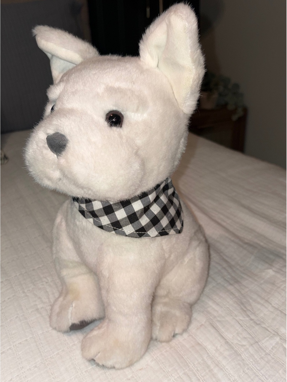 Pottery Barn Teen Standing Puppy Dog Rockin Plush Speaker Animal New Black Plaid